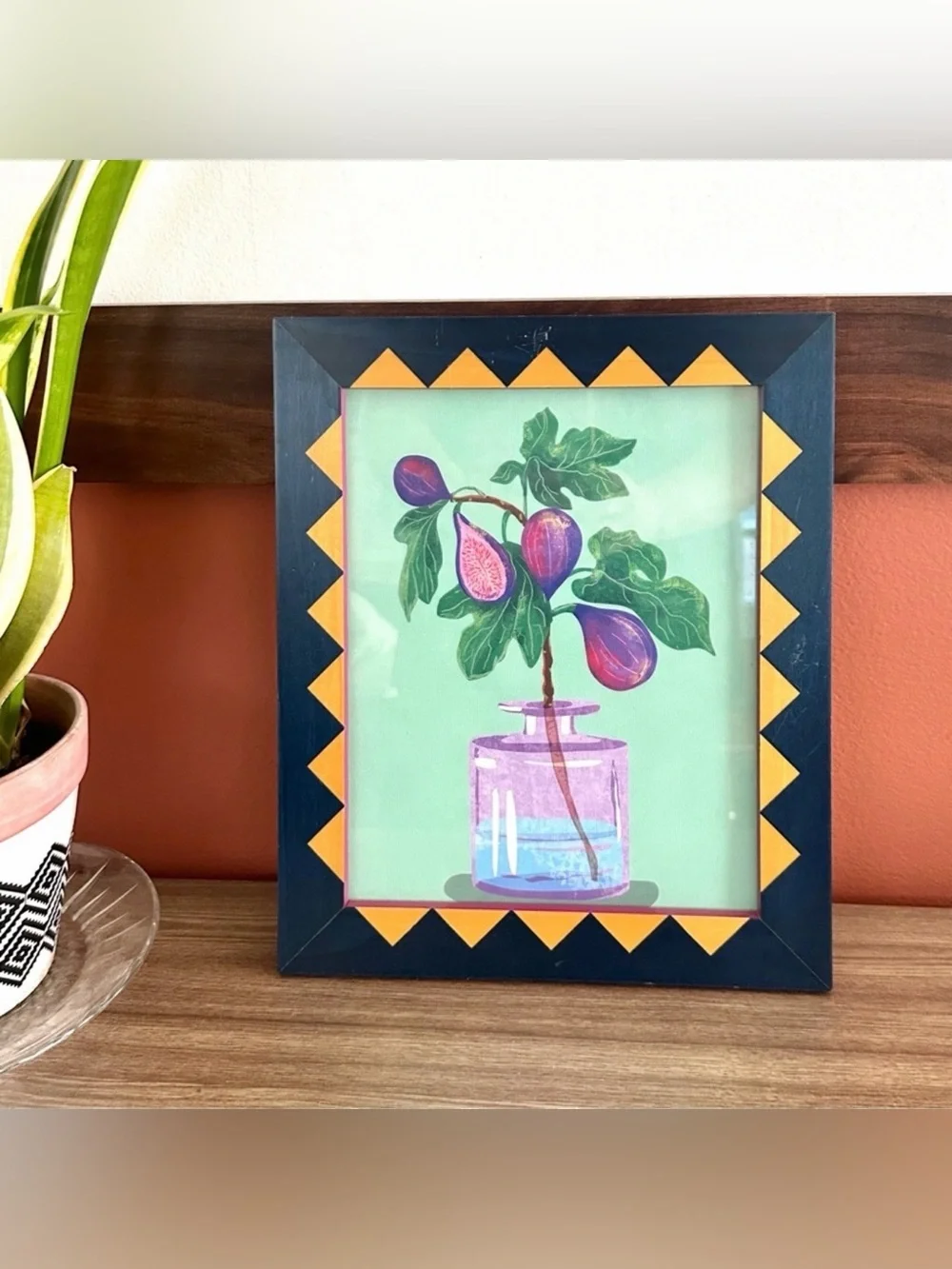 Figs Branch in Water Fruit Fig Canvas Art Print Artsy Colorful Framed Wall Hang